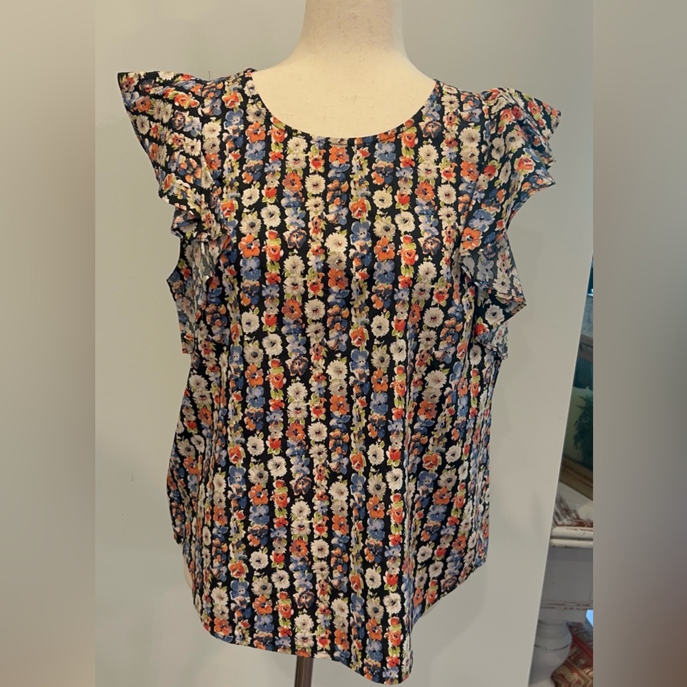 J. Crew Flutter Sleeve Floral Top